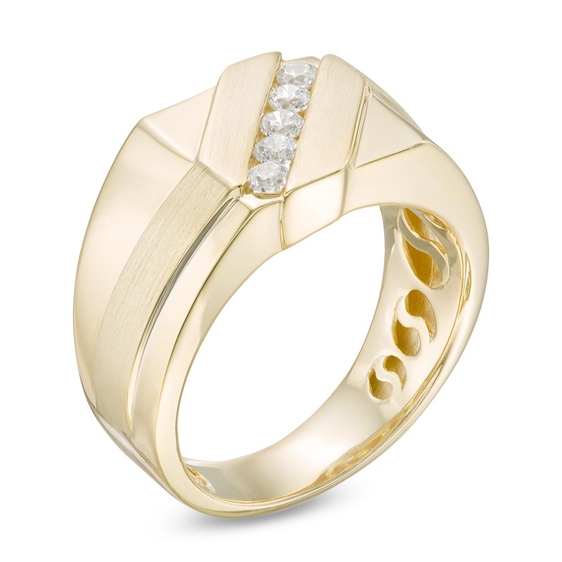 Main Image 2 of Previously Owned - 1/3 CT. T.W. Diamond Slant Satin Wedding Band in 10K Gold