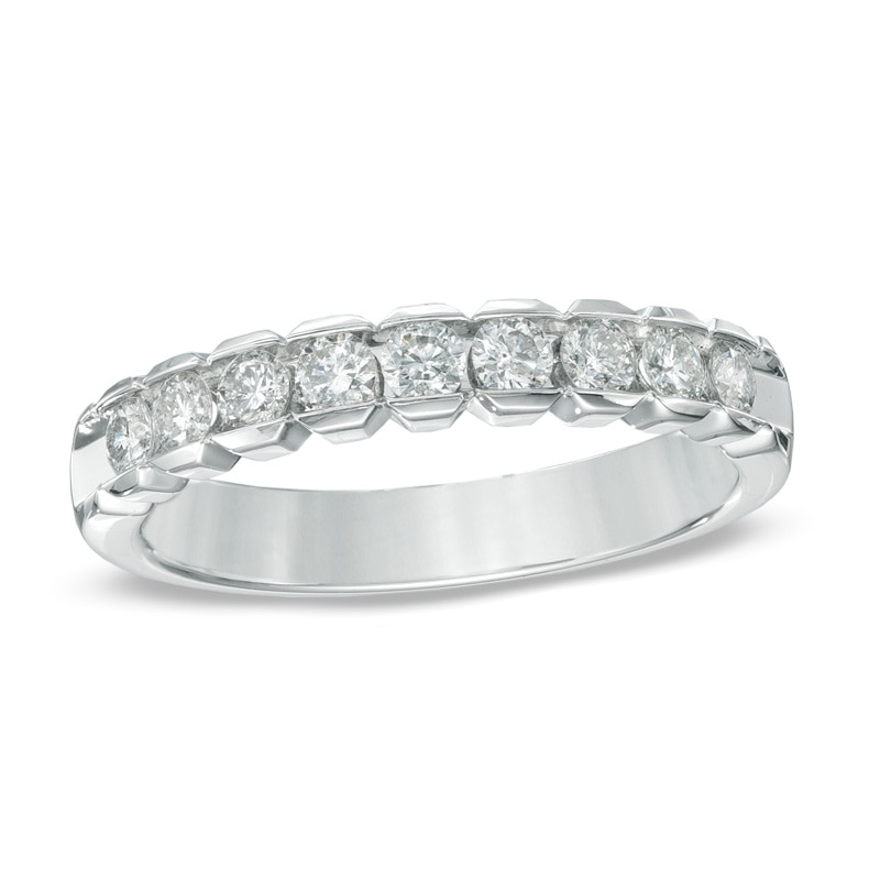 Previously Owned - 1/2 CT. T.W. Diamond Scallop Edge Anniversary Band in 14K White Gold