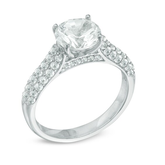 Previously Owned - 8.0mm Lab-Created White Sapphire Ring in Sterling Silver