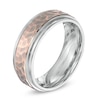 Thumbnail Image 1 of Previously Owned - Men's 8.0mm Titanium and 10K Rose Gold Hammered Comfort Fit Wedding Band