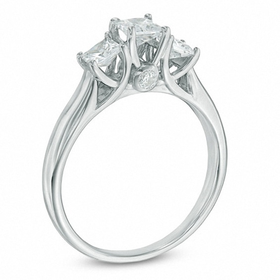 Previously Owned - 1 CT. T.w. Princess-Cut Diamond Past Present FutureÂ® Engagement Ring in 14K White Gold (I/I2)
