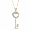 Thumbnail Image 1 of Previously Owned - Diamond Accent Heart Key Pendant in 14K Gold - 17&quot;