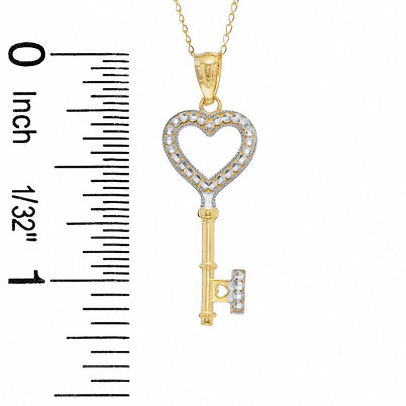 Main Image 2 of Previously Owned - Diamond Accent Heart Key Pendant in 14K Gold - 17&quot;
