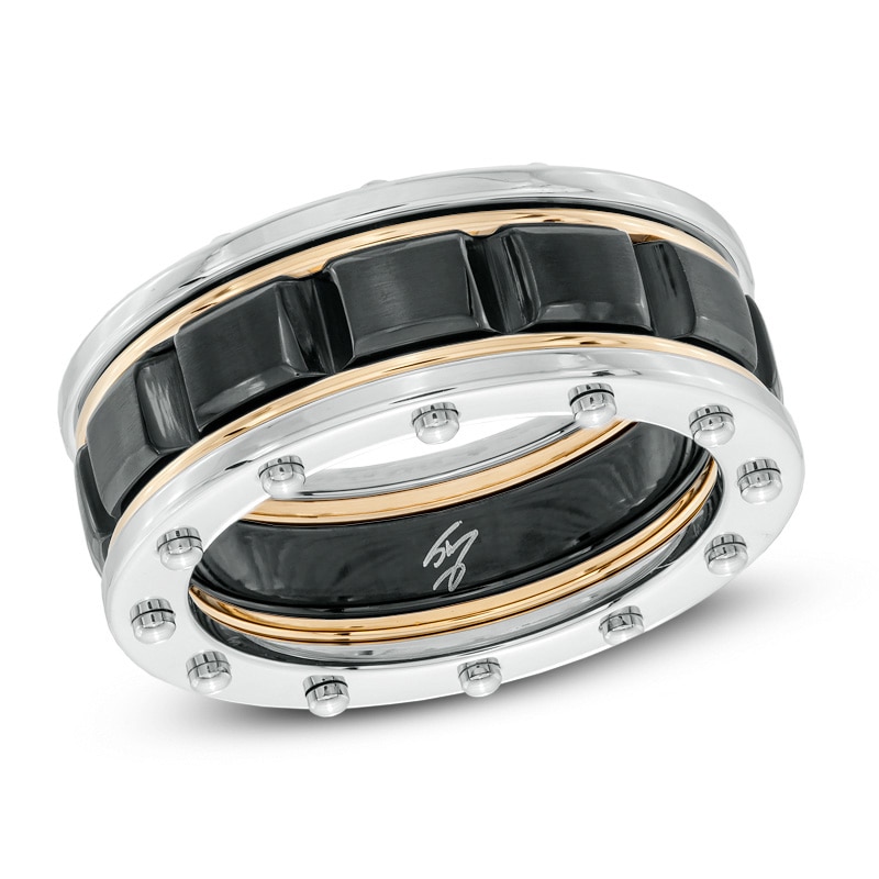 Main Image 1 of Previously Owned - Riveted Ring in Tri-Tone Stainless Steel