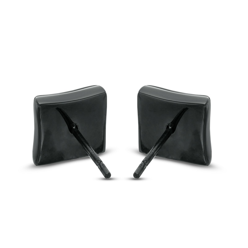 Main Image 2 of Previously Owned - 1/4 CT. T.W. Black Diamond Star Earrings in Black IP Stainless Steel