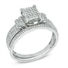 Thumbnail Image 2 of Previously Owned - 1/3 CT. T.W. Diamond Square Composite Double Collar Bridal Set in 10K White Gold