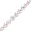 Thumbnail Image 1 of Previously Owned - Heart-Shaped Lab-Created White Sapphire Bracelet in Sterling Silver with 18K Rose Gold Plate - 7.5"