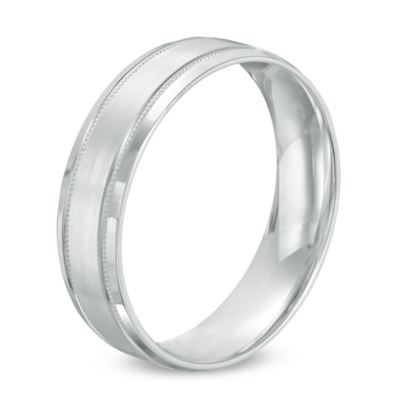 Main Image 2 of Previously Owned - 6.0mm Brushed center Wedding Band in 14K White Gold