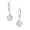 Thumbnail Image 1 of Previously Owned - Lab-Created White Sapphire Drop Earrings in Sterling Silver and 18K Rose Gold Plate