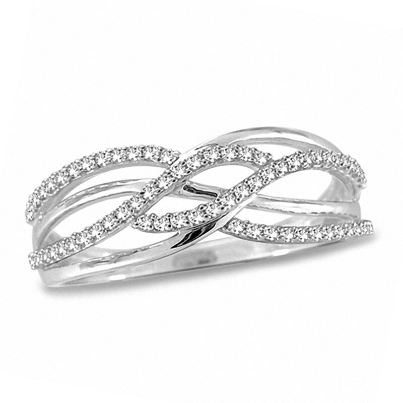 Main Image 1 of Previously Owned - 1/5 CT. T.W. Diamond Split Waves Ring in 10K White Gold
