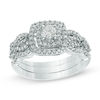 Thumbnail Image 1 of Previously Owned - 1/2 CT. T.W. Diamond Double Cushion Frame Bridal Set in 10K White Gold