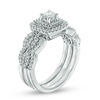 Previously Owned - 1/2 CT. T.W. Diamond Double Cushion Frame Bridal Set in 10K White Gold