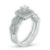 Thumbnail Image 1 of Previously Owned - 1/2 CT. T.W. Diamond Double Cushion Frame Bridal Set in 10K White Gold