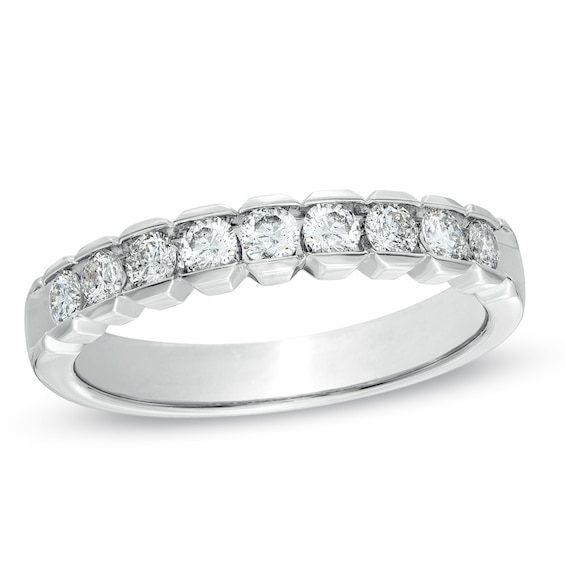 Previously Owned - 1-1/2 CT. T.w. Princess-Cut Diamond Three Stone Engagement Ring in 14K White Gold