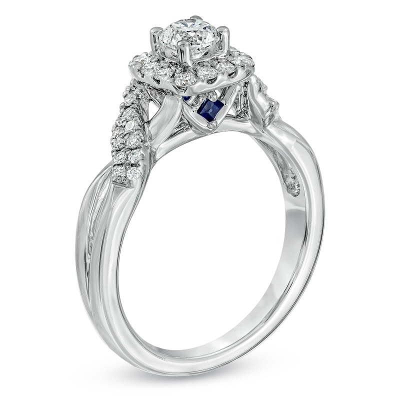 Main Image 2 of Previously Owned - Vera Wang Love Collection 3/4 CT. T.W. Diamond Frame Twist Engagement Ring in 14K White Gold