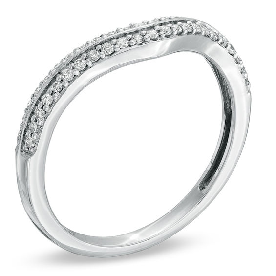 Previously Owned - 1/5 CT. T.w. Diamond Double Row Contour Wedding Band in 14K White Gold