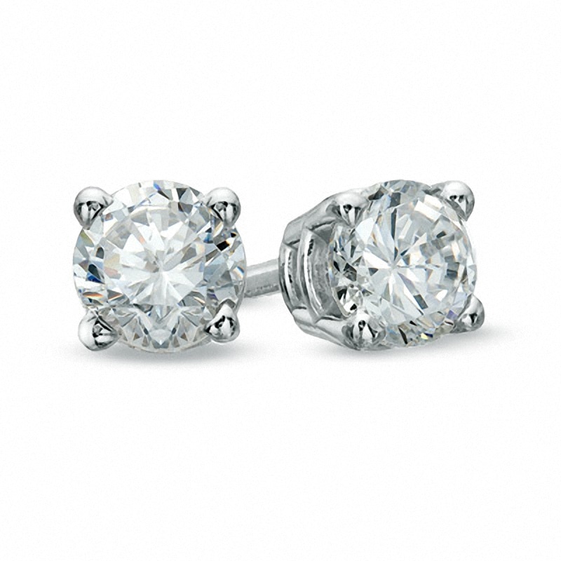 Main Image 1 of Previously Owned - 1/3 CT. T.W. Diamond Solitaire Stud Earrings in 14K White Gold