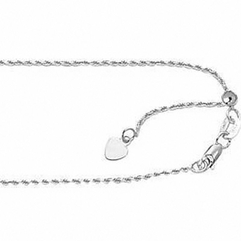 Main Image 2 of Previously Owned - Ladies' 1.1mm Adjustable Rope Chain Necklace in 10K White Gold - 22"