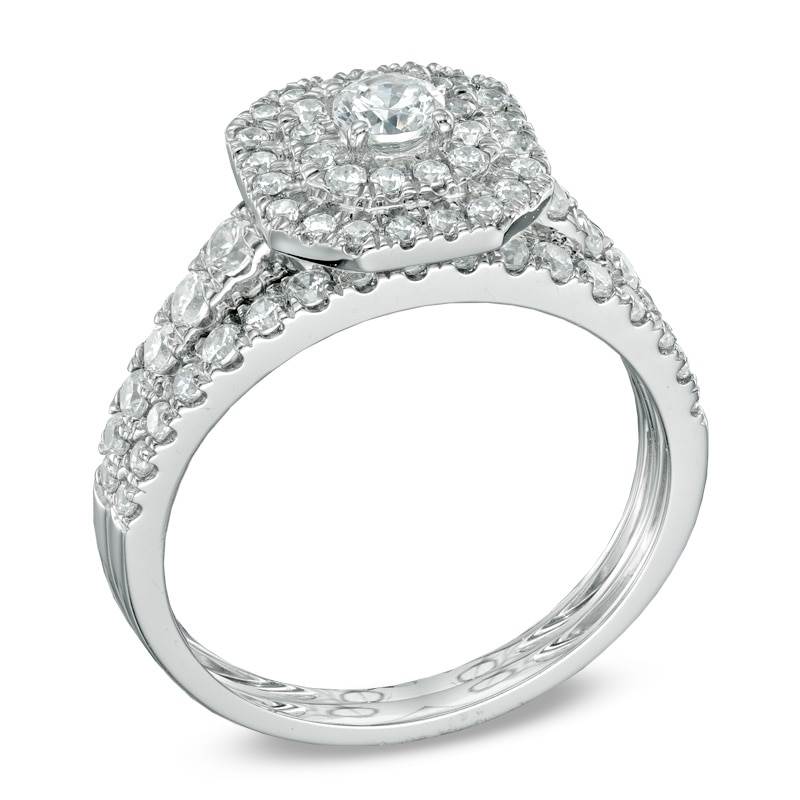 Main Image 2 of Previously Owned - 1 CT. T.W. Diamond Double Frame Bridal Set in 14K White Gold