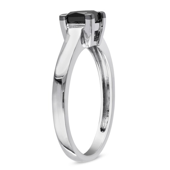 Previously Owned - 1 CT. Princess-Cut Black Diamond Solitaire Ring in 10K White Gold