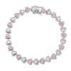 Thumbnail Image 1 of Previously Owned - Lab-Created Pink and White Sapphire Heart Link Bracelet in Sterling Silver - 7.25"