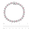 Thumbnail Image 2 of Previously Owned - Lab-Created Pink and White Sapphire Heart Link Bracelet in Sterling Silver - 7.25"