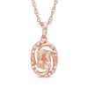 Thumbnail Image 1 of Previously Owned - Oval Morganite and Diamond Accent Orbit Frame Pendant in Sterling Silver with 14K Rose Gold Plate