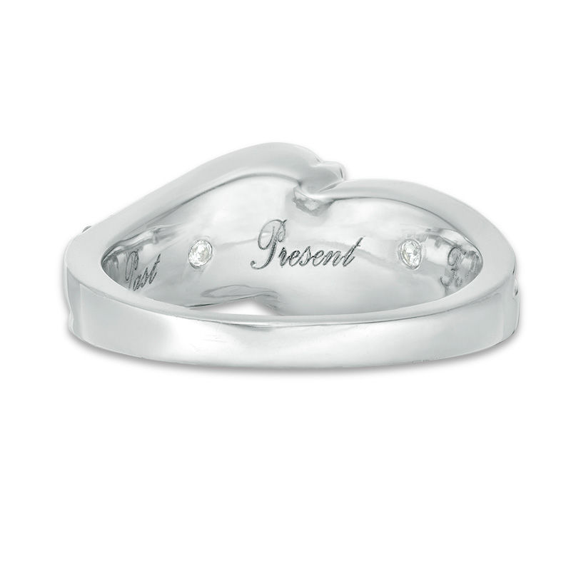 Main Image 3 of Previously Owned - 1 CT. T.W. Diamond Three Stone Swirl Engagement Ring in 14K White Gold