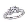 Thumbnail Image 1 of Previously Owned - 6.5mm Lab-Created White Sapphire and 1/2 CT. T.W. Diamond Engagement Ring in 10K White Gold