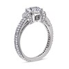 Thumbnail Image 2 of Previously Owned - 6.5mm Lab-Created White Sapphire and 1/2 CT. T.W. Diamond Engagement Ring in 10K White Gold