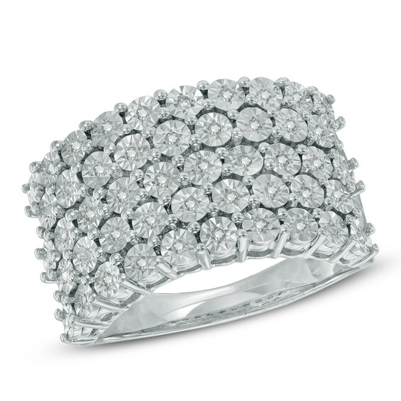 Previously Owned - 1/6 CT. T.w. Diamond Five Row Band in Sterling Silver