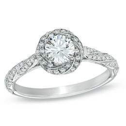 Previously Owned - Celebration Lux® 7/8 CT. T.W. Diamond Cascading Frame Engagement Ring in 14K White Gold (I/SI2)