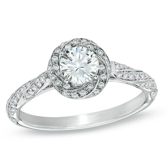 Previously Owned - Celebration Lux® 7/8 CT. T.w. Diamond Cascading Frame Engagement Ring in 14K White Gold (I/Si2)