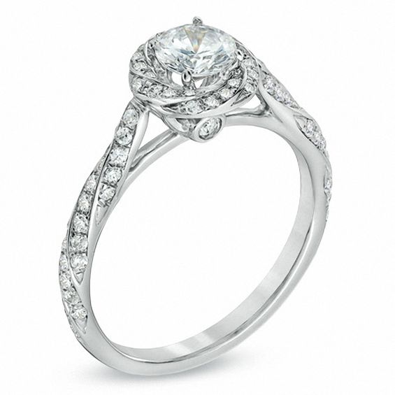 Previously Owned - Celebration Lux® 7/8 CT. T.w. Diamond Cascading Frame Engagement Ring in 14K White Gold (I/Si2)