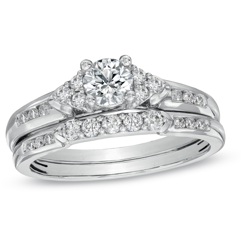 Main Image 1 of Previously Owned - 3/4 CT. T.W. Diamond Bridal Set in 14K White Gold