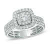 Thumbnail Image 1 of Previously Owned - 1 CT. T.W. Diamond Double Frame Triple Row Engagement Ring in 14K White Gold