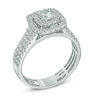 Thumbnail Image 2 of Previously Owned - 1 CT. T.W. Diamond Double Frame Triple Row Engagement Ring in 14K White Gold