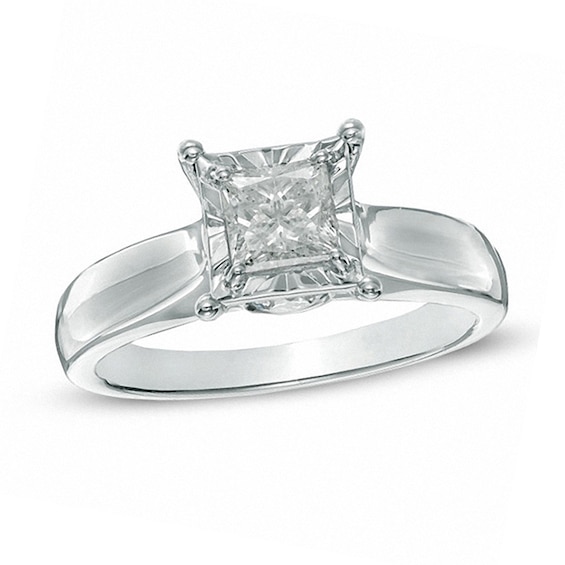 Previously Owned - 1 CT. T.w. Princess-Cut Diamond Engagement Ring in 14K White Gold