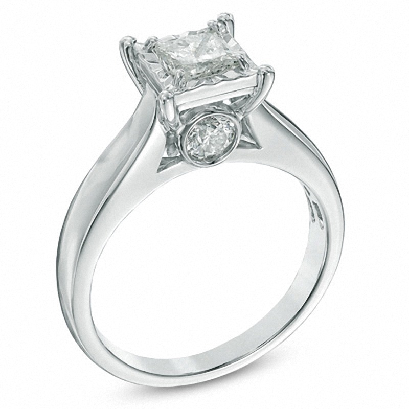 Previously Owned - 1 CT. T.W. Princess-Cut Diamond Engagement Ring in 14K White Gold