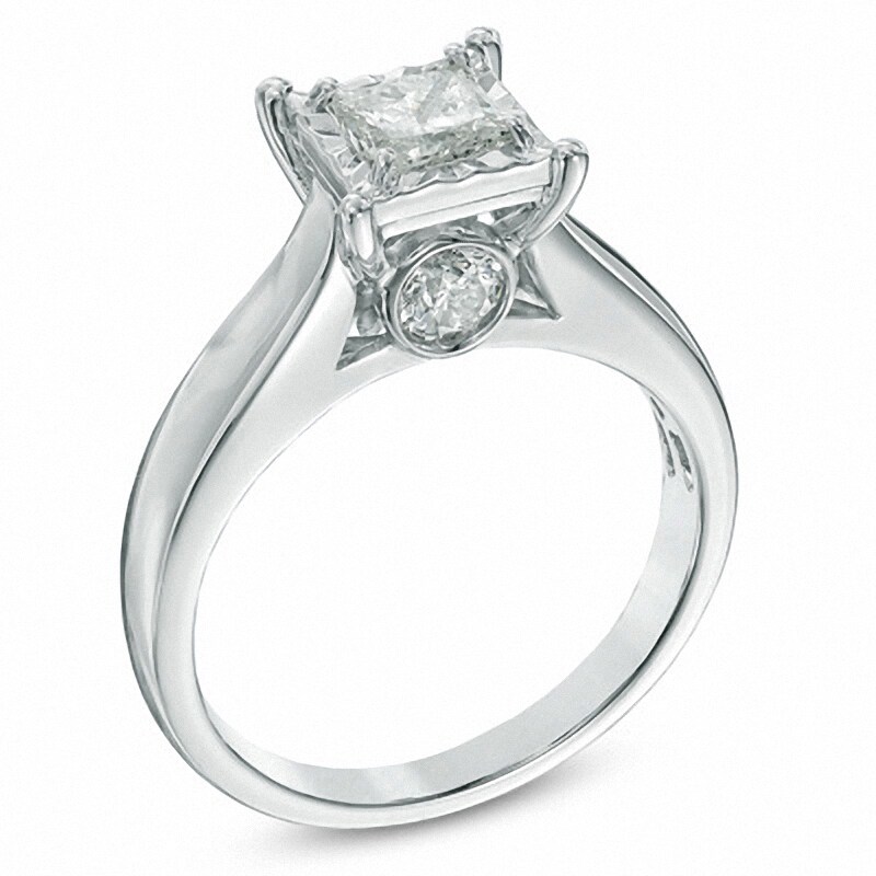 Main Image 2 of Previously Owned - 1 CT. T.W. Princess-Cut Diamond Engagement Ring in 14K White Gold