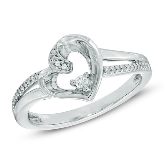 Previously Owned - Diamond Accent Tilted Heart Ring in 10K White Gold