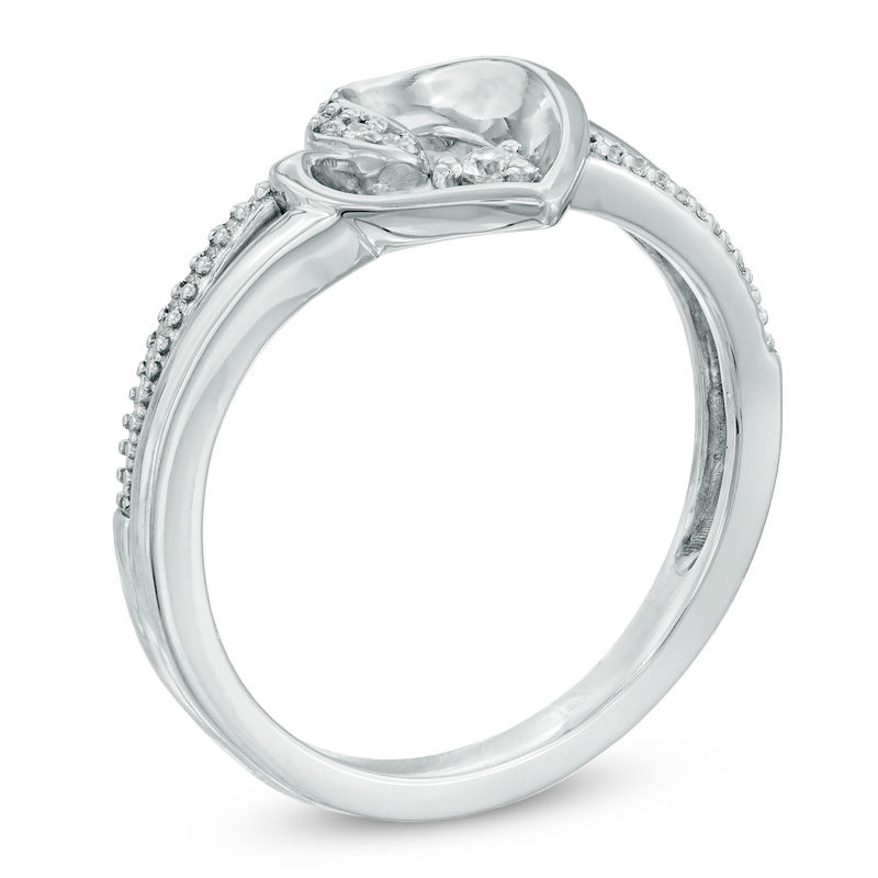 Main Image 2 of Previously Owned -  Diamond Accent Tilted Heart Ring in 10K White Gold