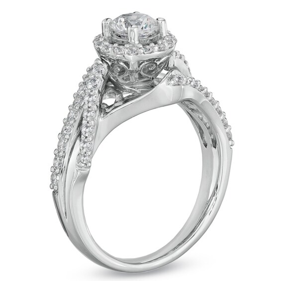 Previously Owned - 1 CT. T.w. Diamond Swirl Engagement Ring in 14K White Gold