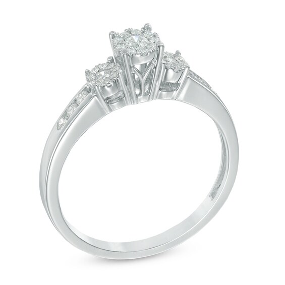 Previously Owned - 1/3 CT. T.w. Composite Diamond Three Stone Engagement Ring in 10K White Gold