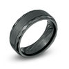 Thumbnail Image 2 of Previously Owned - 8.0mm Black Zirconium Textured Edge Ring