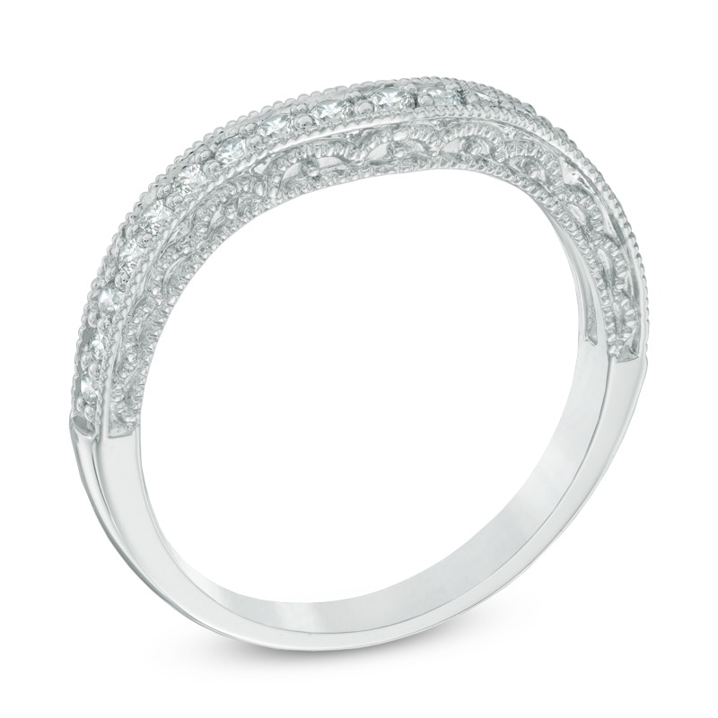 Main Image 2 of Previously Owned - 1/3 CT. T.W. Diamond Contour Vintage-Style Anniversary Band in 14K White Gold