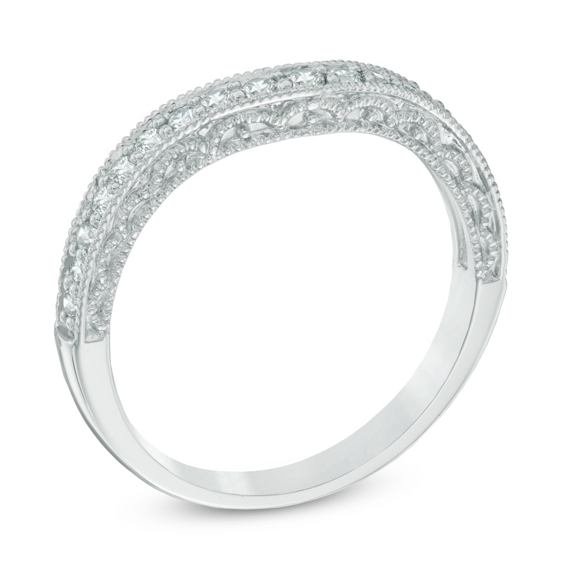 Previously Owned - 1/3 CT. T.W. Diamond Contour Vintage-Style Anniversary Band in 14K White Gold