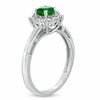 Thumbnail Image 2 of Previously Owned - 5.0mm Emerald and Lab-Created White Sapphire Frame Ring and Pendant Set in Sterling Silver