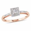 Thumbnail Image 1 of Previously Owned - 1/5 CT. T.W. Quad Princess-Cut Diamond Square Frame Engagement Ring in 10K Rose Gold