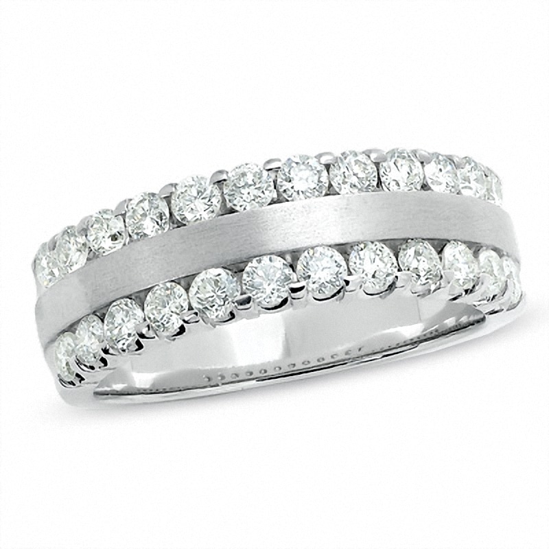 Main Image 1 of Previously Owned - 1 CT. T.W. Diamond Two Row Band in 14K White Gold